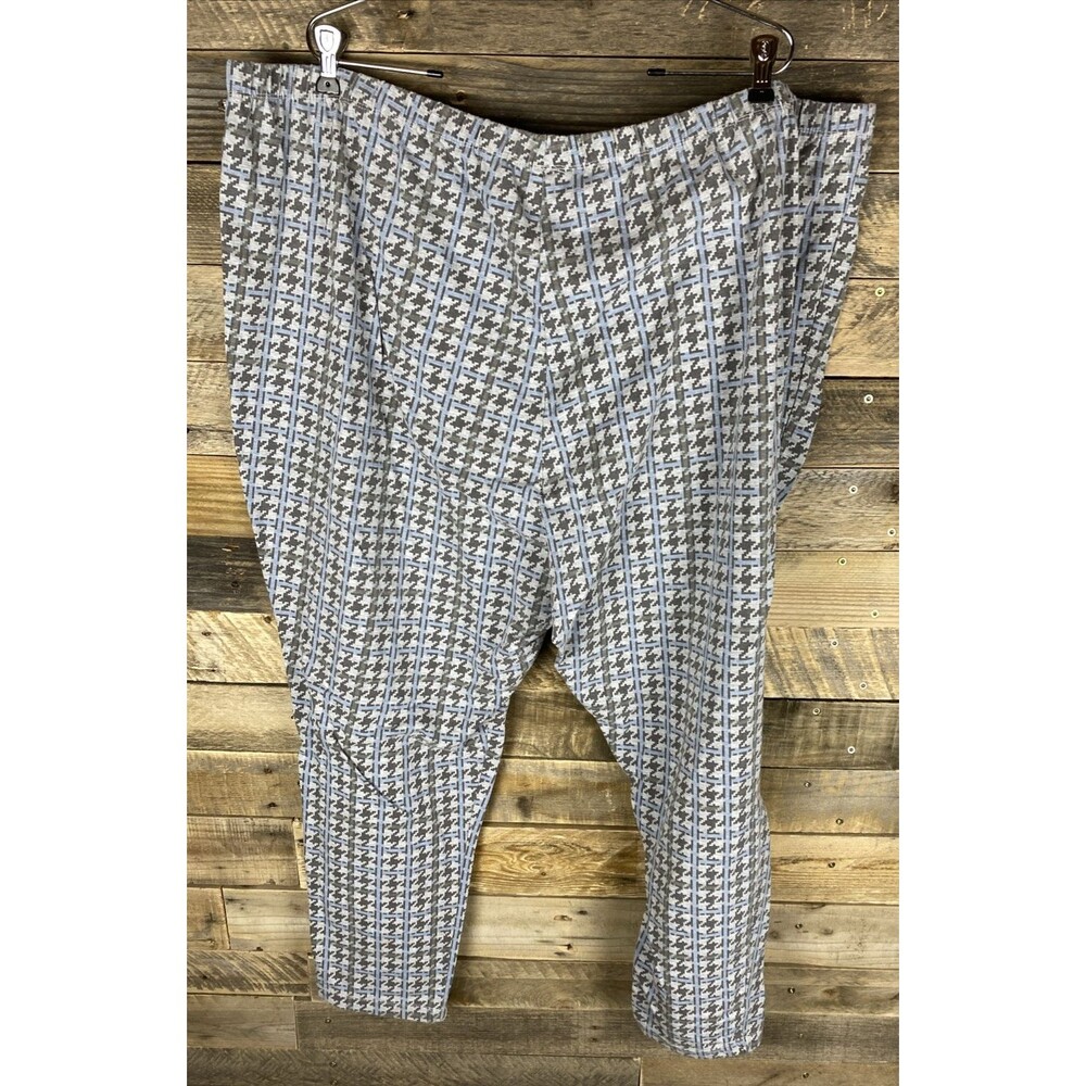 Woman Within Plus Sz 5X Gray & Blue Houndstooth Stretchy Pants
